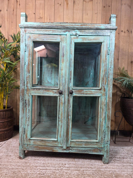 Vintage Reclaimed Indian Freestanding Kitchen Bathroom Drinks Display Cabinet