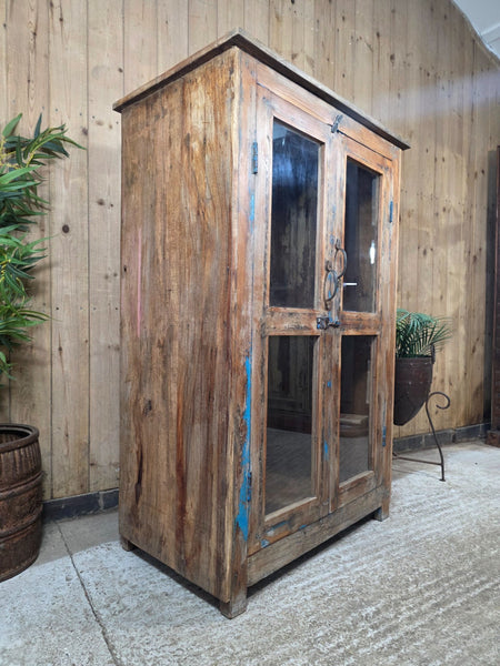 Vintage Reclaimed Indian Freestanding Kitchen Bathroom Drinks Display Cabinet