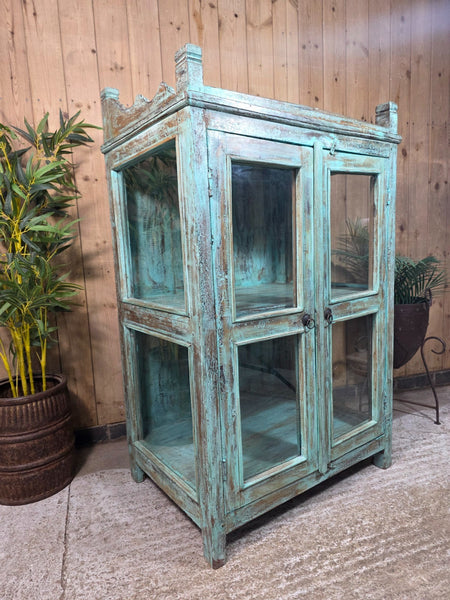 Vintage Reclaimed Indian Freestanding Kitchen Bathroom Drinks Display Cabinet