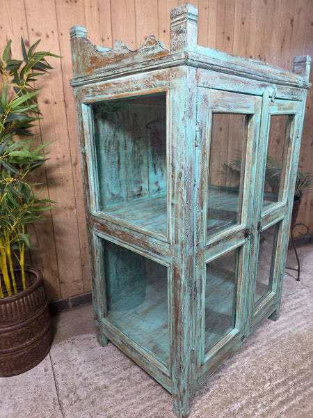 Vintage Reclaimed Indian Freestanding Kitchen Bathroom Drinks Display Cabinet