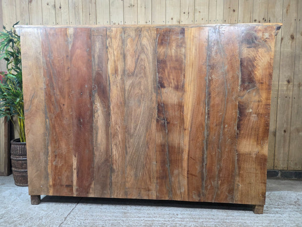 Vintage Indian Reclaimed Solid Wooden Glazed Tv Unit Sideboard Display Cabinet