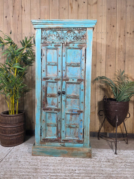 Vintage Reclaimed Indian Rustic Wooden Free Standing Cupboard Drinks Cabinet
