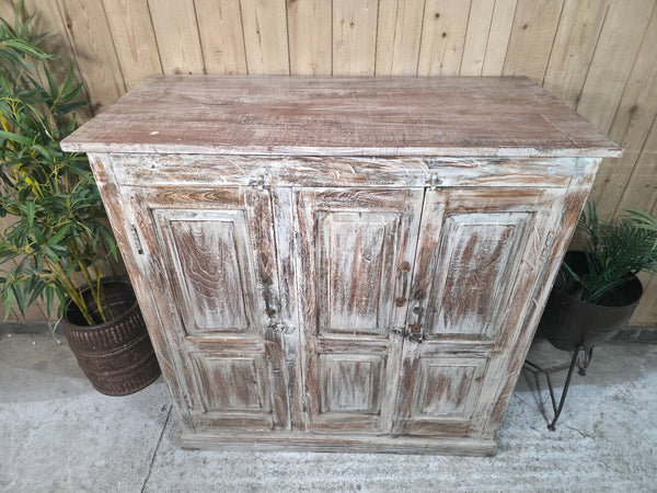 Vintage Reclaimed Indian Wooden House Keepers Linen Cupboard Sideboard Tv Unit