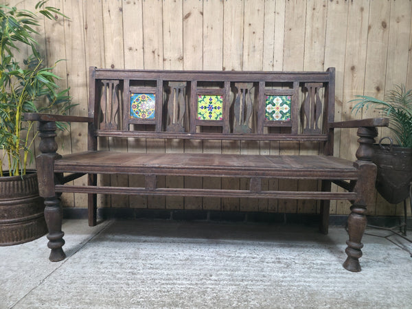 Vintage Rustic Indian Colonial Solid Wooden Garden Bench Seat Day Bed