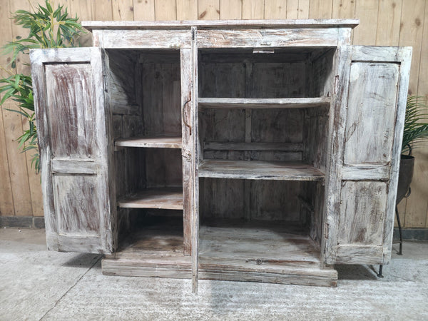 Vintage Reclaimed Indian Wooden House Keepers Linen Cupboard Sideboard Tv Unit
