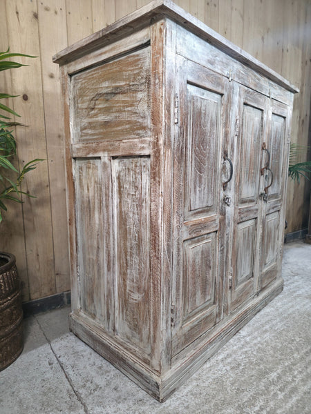 Vintage Reclaimed Indian Wooden House Keepers Linen Cupboard Sideboard Tv Unit