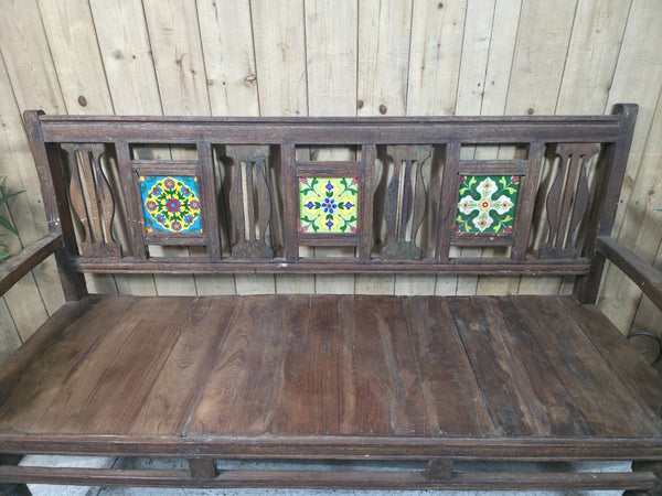 Vintage Rustic Indian Colonial Solid Wooden Garden Bench Seat Day Bed