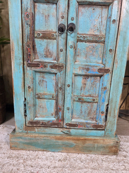 Vintage Reclaimed Indian Rustic Wooden Free Standing Cupboard Drinks Cabinet