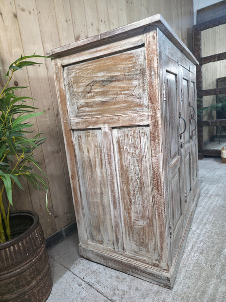Vintage Reclaimed Indian Wooden House Keepers Linen Cupboard Sideboard Tv Unit