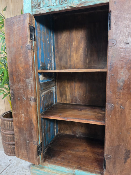 Vintage Reclaimed Indian Rustic Wooden Free Standing Cupboard Drinks Cabinet
