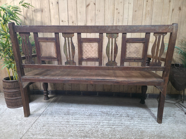 Vintage Rustic Indian Colonial Solid Wooden Garden Bench Seat Day Bed
