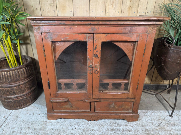 Vintage Indian Glazed Colonial Wooden Kitchen Bathroom Drinks Display Cabinet