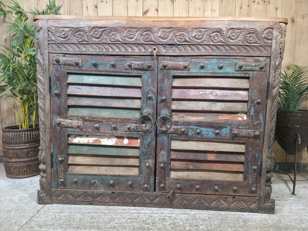 Vintage Reclaimed Indian Solid Wooden Sideboard Tv Unit Counter Bar
