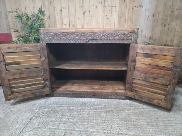 Vintage Reclaimed Indian Solid Wooden Sideboard Tv Unit Counter Bar