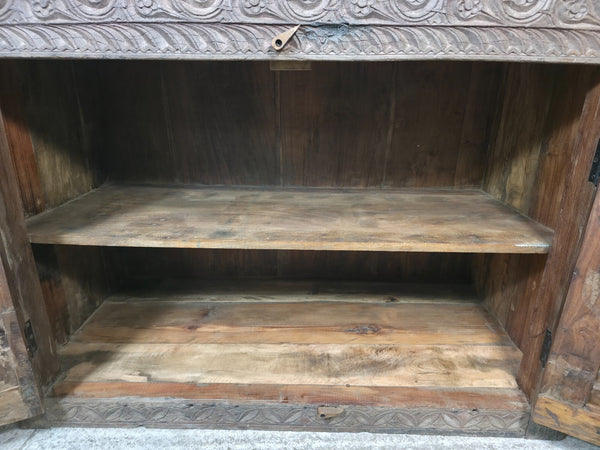 Vintage Reclaimed Indian Solid Wooden Sideboard Tv Unit Counter Bar