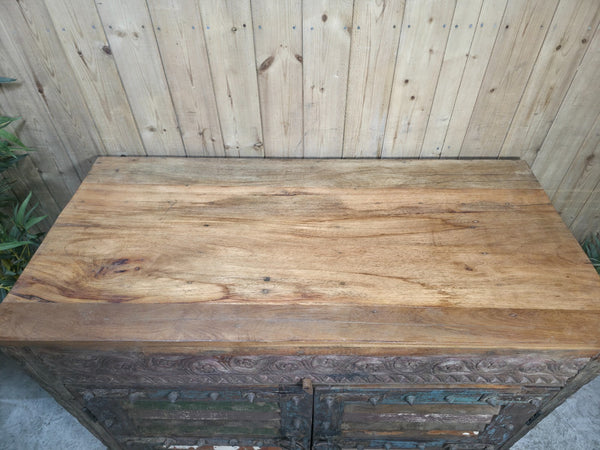 Vintage Reclaimed Indian Solid Wooden Sideboard Tv Unit Counter Bar