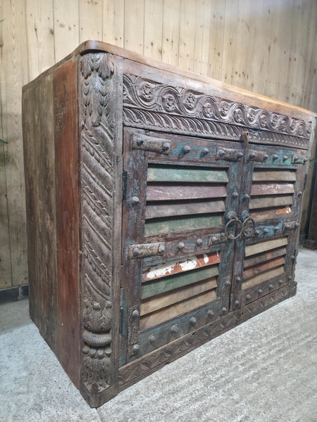 Vintage Reclaimed Indian Solid Wooden Sideboard Tv Unit Counter Bar