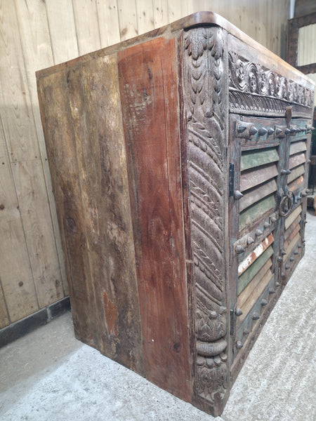 Vintage Reclaimed Indian Solid Wooden Sideboard Tv Unit Counter Bar