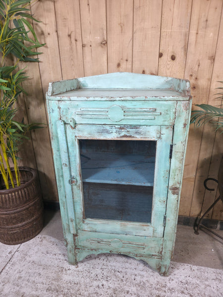 Vintage Indian Glazed Wooden Kitchen Bathroom Drinks Display Bedside Cabinet
