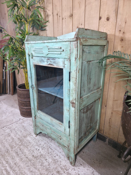 Vintage Indian Glazed Wooden Kitchen Bathroom Drinks Display Bedside Cabinet