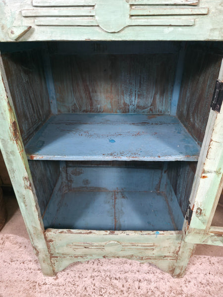 Vintage Indian Glazed Wooden Kitchen Bathroom Drinks Display Bedside Cabinet
