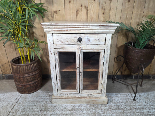 Vintage Indian Glazed Wooden Kitchen Bathroom Drinks Display Bedside Cabinet