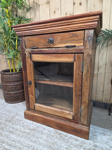 Vintage Indian Glazed Wooden Kitchen Bathroom Drinks Display Bedside Cabinet