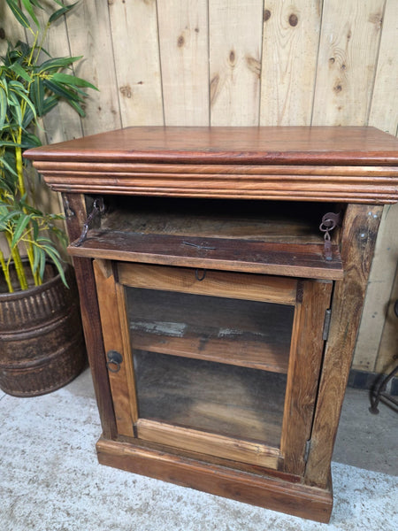 Vintage Indian Glazed Wooden Kitchen Bathroom Drinks Display Bedside Cabinet