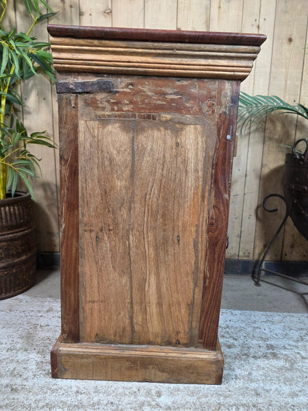 Vintage Indian Glazed Wooden Kitchen Bathroom Drinks Display Bedside Cabinet