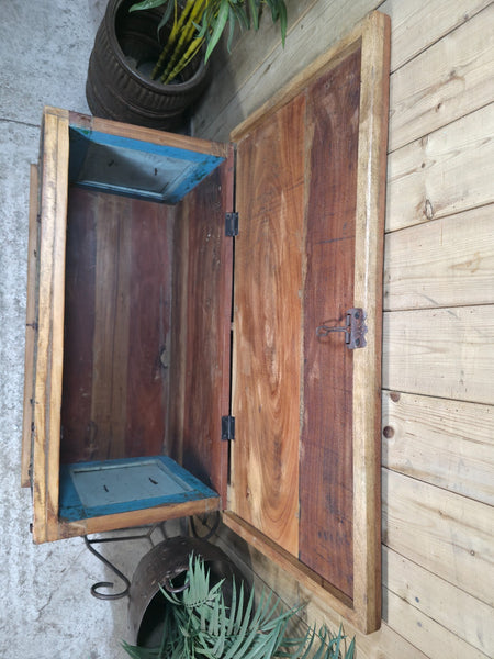 Vintage Reclaimed Indian Solid Wooden Blanket Box Ottoman Storage Trunk Chest