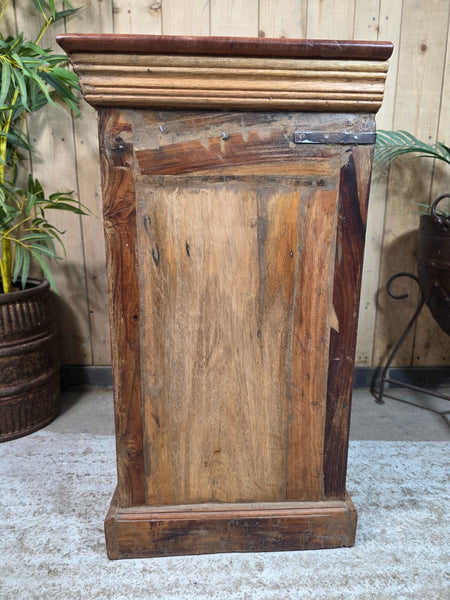 Vintage Indian Glazed Wooden Kitchen Bathroom Drinks Display Bedside Cabinet
