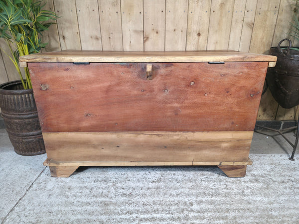 Vintage Reclaimed Indian Solid Wooden Blanket Box Ottoman Storage Trunk Chest