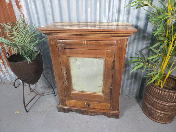 Vintage Indian Mirrored Colonial Wooden Kitchen Bathroom Drinks Display Cabinet