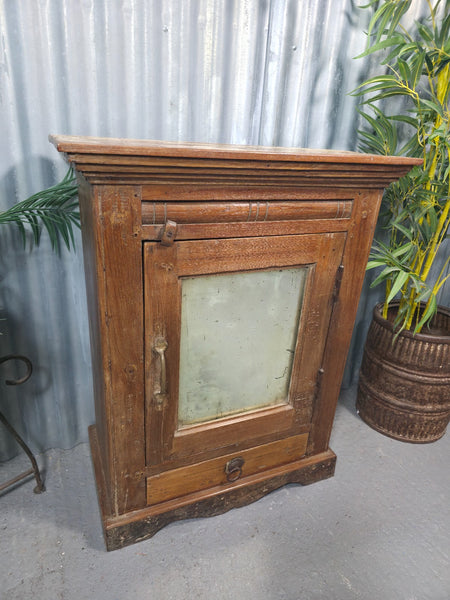 Vintage Indian Mirrored Colonial Wooden Kitchen Bathroom Drinks Display Cabinet