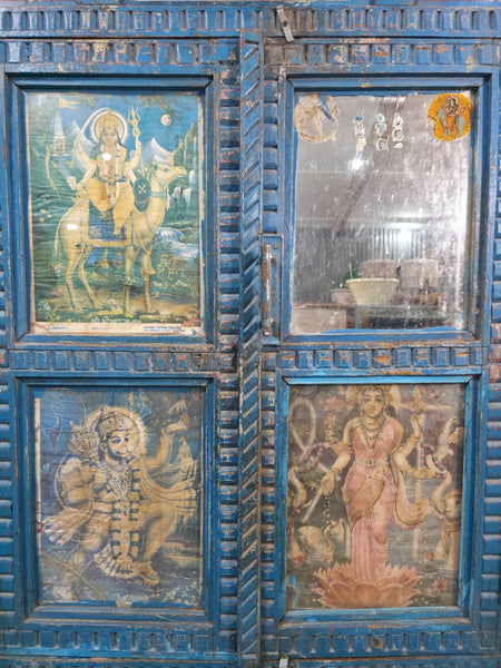 Vintage Indian Glazed Colonial Wooden Kitchen Bathroom Drinks Display Cabinet