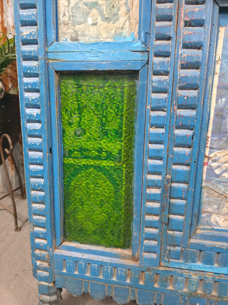 Vintage Indian Glazed Colonial Wooden Kitchen Bathroom Drinks Display Cabinet