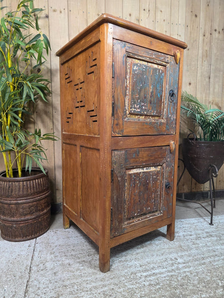 Vintage Reclaimed Indian Wooden Free Standing Bathroom Kitchen Cupboard Cabinet