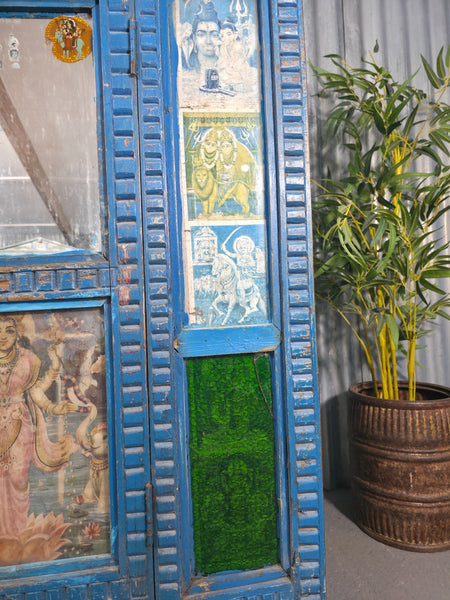 Vintage Indian Glazed Colonial Wooden Kitchen Bathroom Drinks Display Cabinet