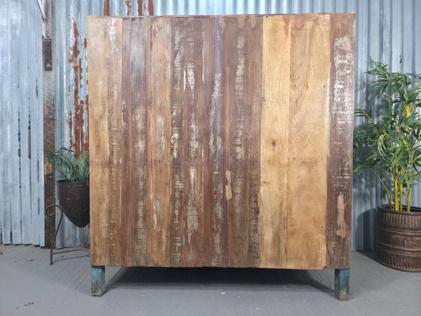Vintage Indian Glazed Colonial Wooden Kitchen Bathroom Drinks Display Cabinet
