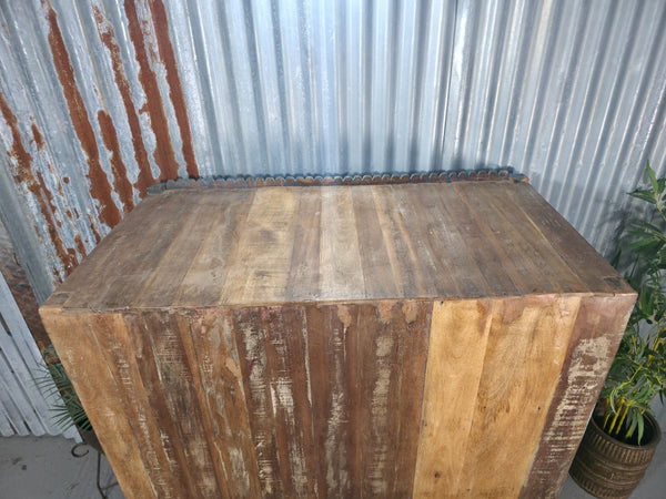 Vintage Indian Glazed Colonial Wooden Kitchen Bathroom Drinks Display Cabinet