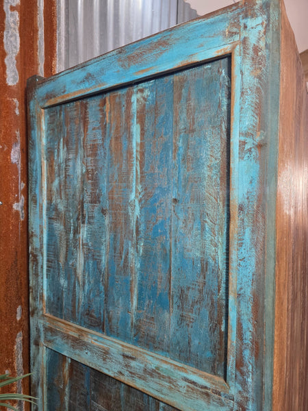 Vintage Indian Glazed Colonial Wooden Kitchen Bathroom Drinks Display Cabinet