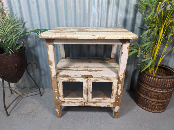 Vintage Indian Military Colonial Wooden Kitchen Bathroom Drinks Display Cabinet