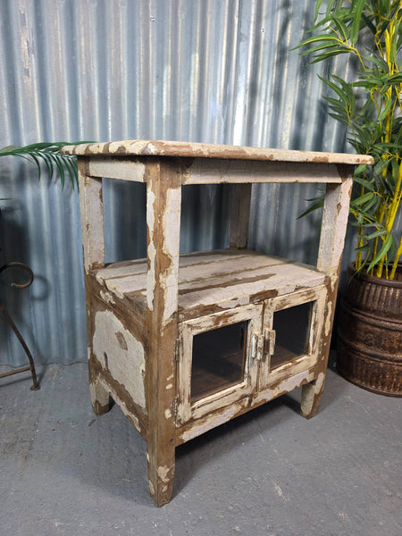 Vintage Indian Military Colonial Wooden Kitchen Bathroom Drinks Display Cabinet