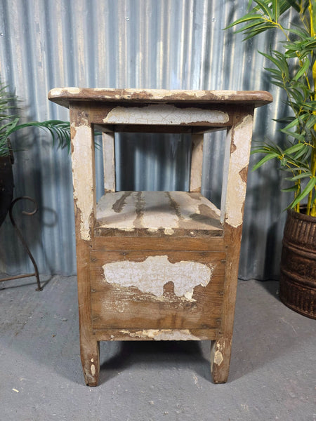 Vintage Indian Military Colonial Wooden Kitchen Bathroom Drinks Display Cabinet