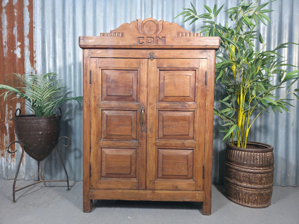 Vintage Indian Colonial Teak Wooden Hallway Kitchen Bathroom Cupboard