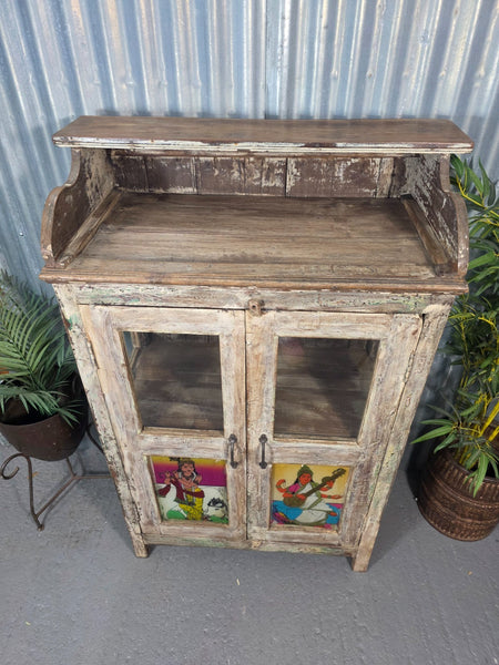 Vintage Reclaimed Indian Freestanding Kitchen Bathroom Drinks Display Cabinet