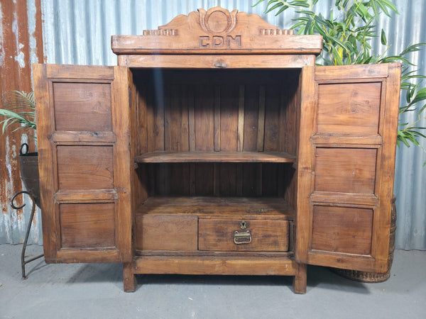 Vintage Indian Colonial Teak Wooden Hallway Kitchen Bathroom Cupboard