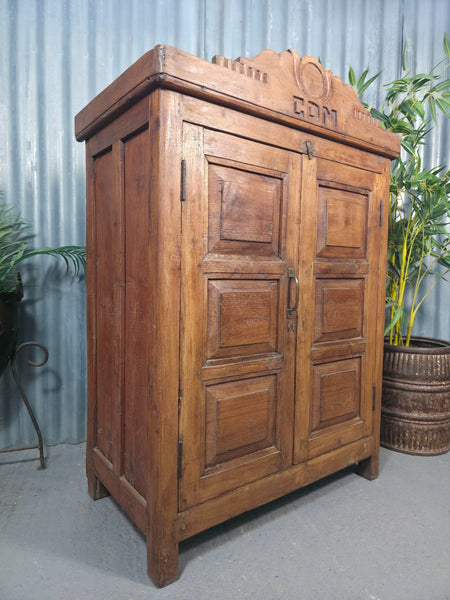 Vintage Indian Colonial Teak Wooden Hallway Kitchen Bathroom Cupboard