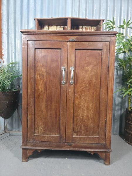 Vintage Indian Colonial Teak Wooden Hallway Kitchen Bathroom Cupboard
