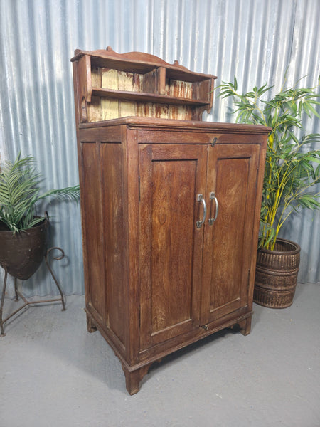 Vintage Indian Colonial Teak Wooden Hallway Kitchen Bathroom Cupboard